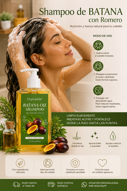 Shampoo de Batana con Romero – Cabello Más Fuerte, Suave y Brillante