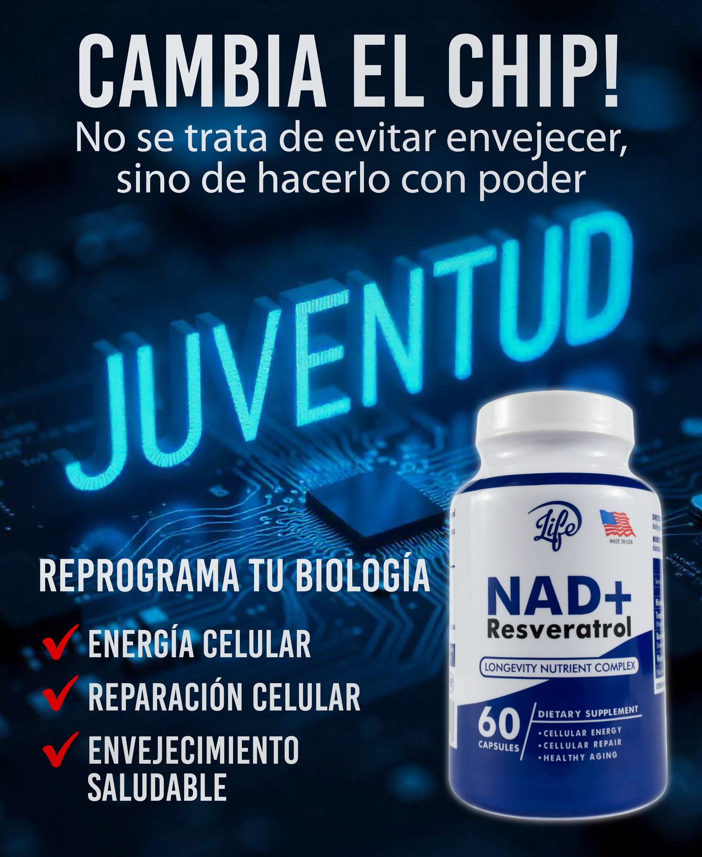 NAD+ Resveratrol – Energía y Envejecimiento Saludable